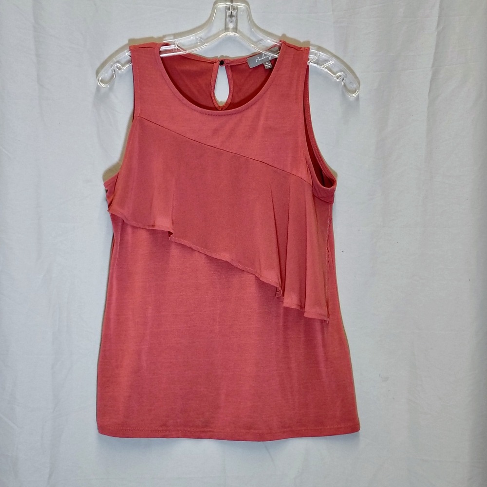 Pemberley Womens Boho Chic Rust Redl Ruffle Sleeveless Tank Top Size S USA Made - Picture 2 of 12
